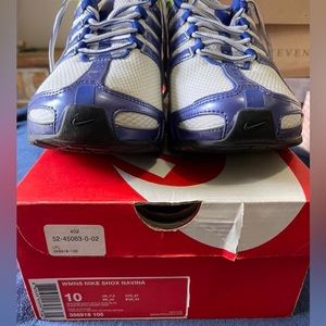 Nike Air Shox Navina Women white purple neon Size 10 Rare 356918-105 wore 1 time